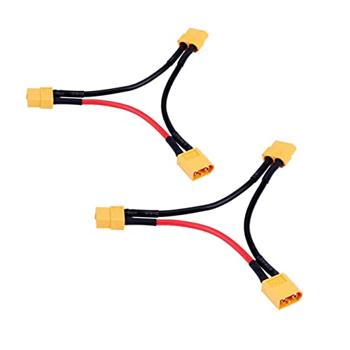 JZK 2 x XT60 Stecker-Buchse, Batterie-Serie, Verbindungskabel mit 14 AWG-Draht, XT60 Kabeladapter für RC Hubschrauber, Quadcopter-Akku, XT-60 XT 60 Serieller Batterieanschluss mit Draht für Drohne von JZK