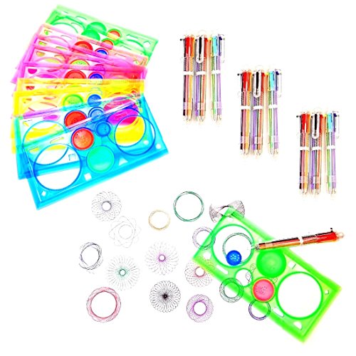 JZK 20x Spirograph Lineal Drawing Set, 10x Geometrisches Lineal + 10x Mehrfarbiger Kugelschreiber für Kindergeburtstag Party Geschenk Mitgebsel JZK 20x Spirograph Lineal Drawing Set, 10x Geometrisches Lineal + 10x Mehrfarbiger Kugelschreiber für Kindergeburtstag Party Geschenk Mitgebsel von JZK