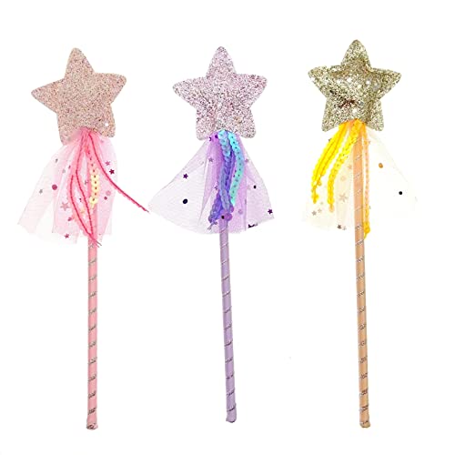 JZK 3 x Feen-Zauberstab für Mädchen Glitzer-Prinzessinnen-Zauberstäbe Sternen-Zauberstab Spielzeug-Zauberstäbe für Halloween, Geburtstag, Maskerade verkleiden Sich für Kinder (pink, lila und gelb) JZK 3 x Feen-Zauberstab für Mädchen Glitzer-Prinzessinnen-Zauberstäbe Sternen-Zauberstab Spielzeug-Zauberstäbe für Halloween, Geburtstag, Maskerade verkleiden Sich für Kinder (pink, lila und gelb) von JZK