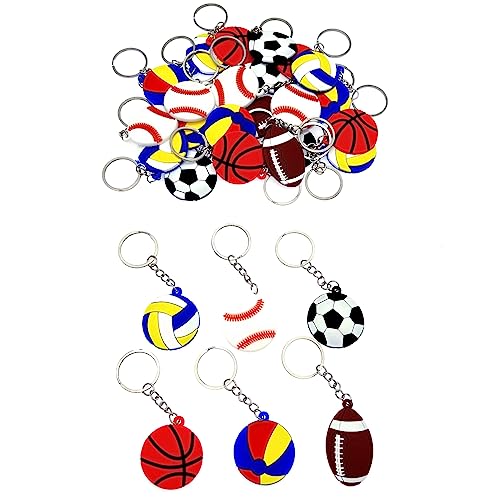 JZK 30 Pcs sports ball keyring set for kids, Silicone football basketball keychains for children birthday party favors, kids party bag fillers, kids party thankyou gift giveaway gifts von JZK