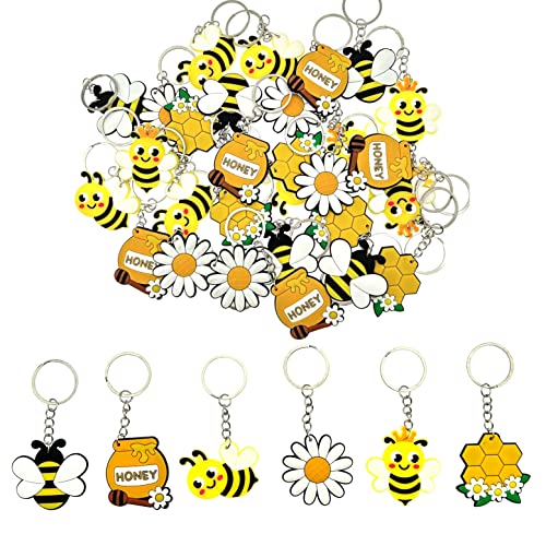 JZK 30-teiliges süßes Bienen-Schlüsselanhänger-Set für Kinder, Mini-Gummi-Schlüsselanhänger für Kindergeburtstage, Partytütenfüller, Kinderparty, Dankeschön, Mitgebsel von JZK
