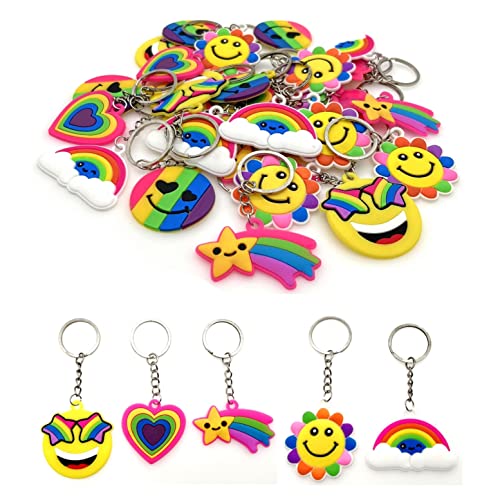 JZK 30 x Silikon Regenbogen Schlüsselanhänger Lächelndes Gesicht Set für Kinder für Kindergeburtstagsgeschenke, Schlüsselanhänger für Kinderparty Taschenfüller, Kinderparty danke geschenk JZK 30 x Silikon Regenbogen Schlüsselanhänger Lächelndes Gesicht Set für Kinder für Kindergeburtstagsgeschenke, Schlüsselanhänger für Kinderparty Taschenfüller, Kinderparty danke geschenk von JZK