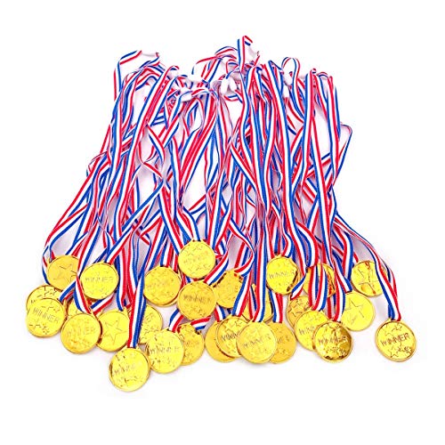 JZK 30x Kunststoff Gold Medaillen Set Party Medaillen für Kinder Party Spiel Preise Geburtstag Mitgebsel Geschenk Kinder Party Gastgeschenk von JZK