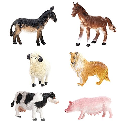 JZK 6X Sortiert Mini-Bauernhoftierfiguren Spielzeug Set für kleine Kinder Spielsets, Miniatur Collie-Hund Schwein Kuh Pferd Schaf Esel Simulation, Badespielzeug Geburtstagsgeschenk für Jungen Mädchen JZK 6X Sortiert Mini-Bauernhoftierfiguren Spielzeug Set für kleine Kinder Spielsets, Miniatur Collie-Hund Schwein Kuh Pferd Schaf Esel Simulation, Badespielzeug Geburtstagsgeschenk für Jungen Mädchen von JZK