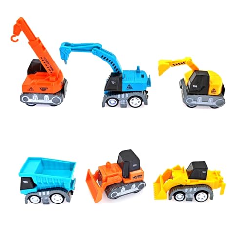 JZK 6X Kleine Rückzieh-Technikfahrzeuge, LKW-Spielset Kleinkinder Mini-Spielzeugautos für Kinder ab 3 Jahren, Geburtstagsgeschenke Jungen Mädchen, Kran Bagger Bulldozer Muldenkipper Lader Bohrer JZK 6X Kleine Rückzieh-Technikfahrzeuge, LKW-Spielset Kleinkinder Mini-Spielzeugautos für Kinder ab 3 Jahren, Geburtstagsgeschenke Jungen Mädchen, Kran Bagger Bulldozer Muldenkipper Lader Bohrer von JZK