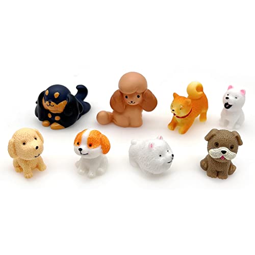 JZK 8X Realistische Miniatur-Hundefiguren – handbemalt für Kuchendekoration, Geburtstagsgeschenk und Party von JZK