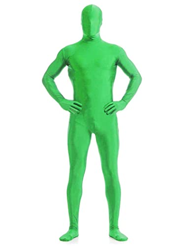 JZK L 170 cm großer grüner Ganzkörperanzug mit Kopf, dehnbarer Stealth-Anzug für Kostümparty, Grünbildschirm-Anzug, Ganzkörper-Kostüm für Männer und Frauen, Halloween-Kostüm von JZK