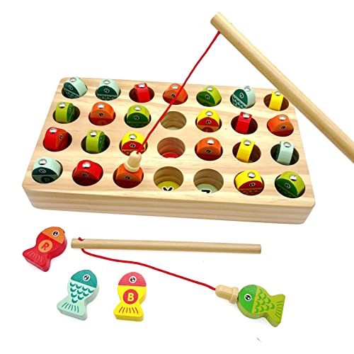 JZK Magnetisches Angelspiel aus Holz für Kinder, mit Alphabet-Buchstabenaufdruck, Geschenk für 2 3 4 5 jährige Jungen Mädchen, Montessori-Spielzeug für Kleinkinder, Spielzeug für Feinmotorik von JZK