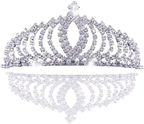 JZK Silber Prinzessin Krone kristall Königin Diadem Strass Braut Brautjungfern Tiara, Metall Stirnband für Hochzeit Geburtstag Prom Erwachsene Party Kinderparty von JZK