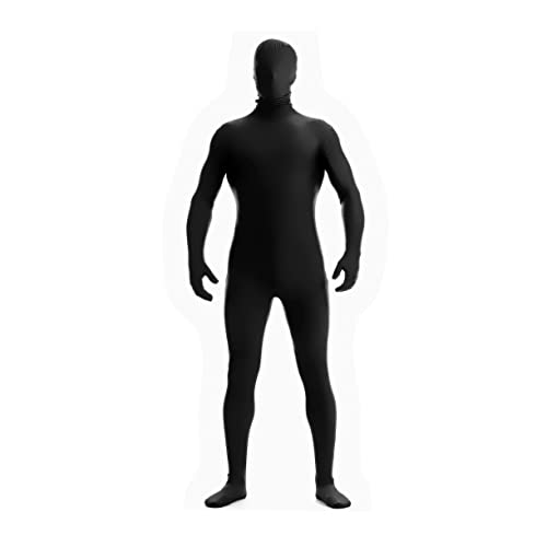 JZK XL 180CM Extra großer schwarzer Ganzkörperanzug mit Kopf, dehnbarer Stealth-Anzug für Kostümpartys, schwarzes Ganzkörperkostüm für Männer und Frauen, schwarzes Halloween-Kostüm von JZK