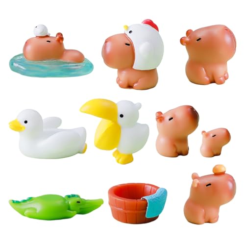 JZLEJC 10pcs Mini Harz Capybara Figuren, niedliche Tiere für Dollhouse Micro Landscape Cake Toppers Desktop Dekor von JZLEJC