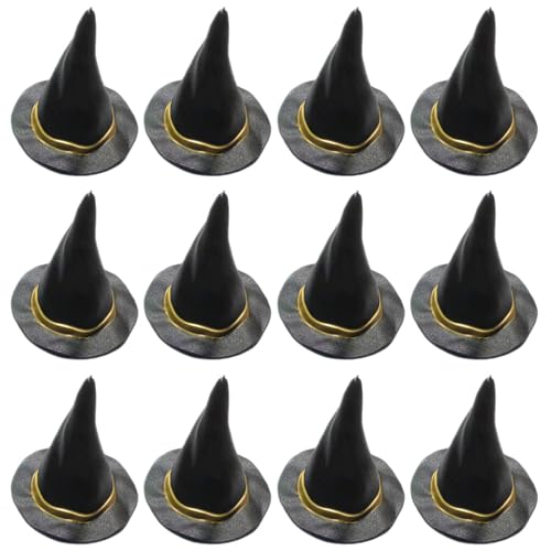 JZLEJC 12pcs Mini Witch Hut, Hexenhut -Kuchen -Topper -Plastik -Mini -Hexenhut, 3x2, 8 Zoll Cupcake Topper, kleiner für DIY -Handwerksflaschen - Partyzubehör von JZLEJC