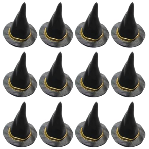 JZLEJC 12pcs Mini Witch Hut Cake Topper 3x2, 8 Zoll Plastik Witch Hut Cupcake Topper für DIY Crafts Flasche Party von JZLEJC