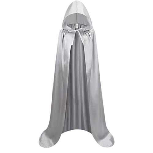 JZLEJC 47 Kapuzen -Satin -Umhang für Kinderzauberer mittelalterlicher Sensenmann Halloween Kostüm Cosplay von JZLEJC