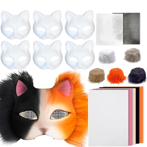 JZLEJC Halbmask-Kit, Half Face Maskerade-Masken-Set mit Wollstreifen-Mesh-Stoff, Easy DIY Fox Maske für Halloween-Make-up-Rollenspiele Cosplay-Party JZLEJC Halbmask-Kit, Half Face Maskerade-Masken-Set mit Wollstreifen-Mesh-Stoff, Easy DIY Fox Maske für Halloween-Make-up-Rollenspiele Cosplay-Party von JZLEJC