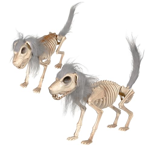 JZLEJC Kleiner Skeletthund, realistischer Verstellbarer Schwanz und Haargrad Halloween Dekor für Innen im Freien von JZLEJC