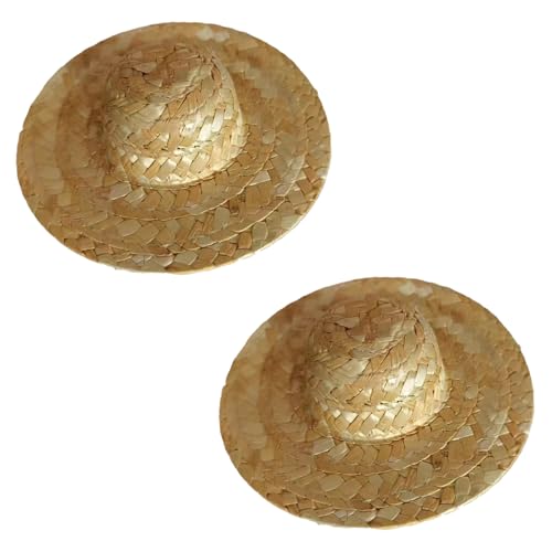 JZLEJC Miniatur -Strohhüten 2pcs 2x1 Zoll breit geflochten von JZLEJC