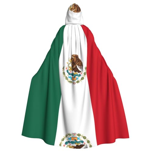 JZQZH Flagge von Mexiko Halloween Kapuzenumhang Zauberer Kostüm geeignet für Maskerade Karneval und Mottoparty von JZQZH