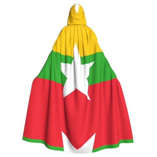 JZQZH Flagge von Myanmar Halloween Kapuzenumhang Zauberer Kostüm geeignet für Maskerade Karneval und Mottoparty von JZQZH