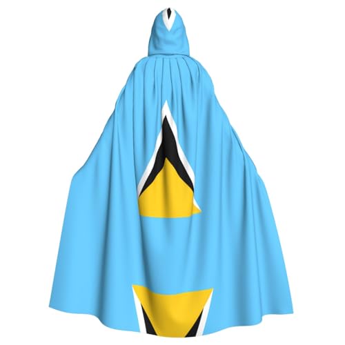 JZQZH Halloween-Kostüm mit Kapuze, Motiv: Flagge der Heiligen Lucia, Zauberer-Kostüm, geeignet für Maskerade, Karneval und Mottopartys von JZQZH