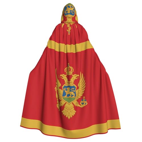 JZQZH Halloween-Kostüm mit montenegrinischer Flagge, Zauberer-Kostüm, geeignet für Maskerade, Karneval und Mottopartys von JZQZH