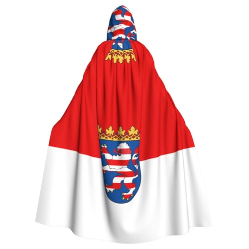JZQZH Hessische Flagge Halloween-Kostüm mit Kapuze, Zauberer-Kostüm, geeignet für Maskerade, Karneval und Mottoparty von JZQZH