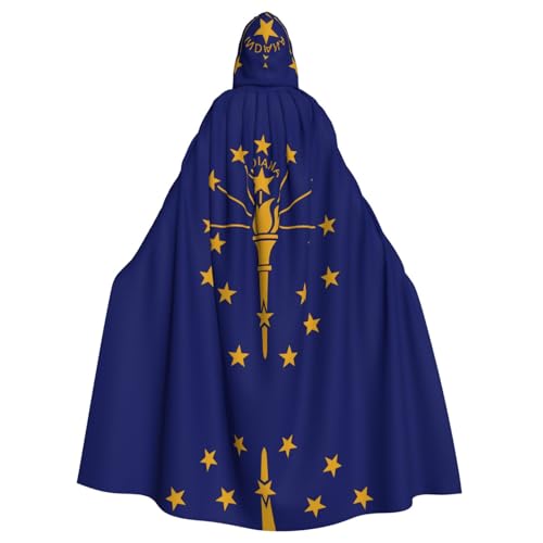 JZQZH Indiana State Flag Halloween Kapuzenumhang Zauberer Kostüm geeignet für Maskerade Karneval und Mottoparty von JZQZH