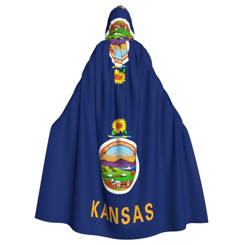 JZQZH Kansas State Flag Halloween Kapuzenumhang Zauberer Kostüm geeignet für Maskerade Karneval und Mottoparty von JZQZH