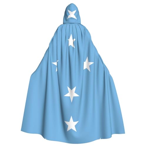 JZQZH Mikronesien-Flagge, Halloween-Kostüm mit Kapuze, Zauberer-Kostüm, geeignet für Maskerade, Karneval und Mottoparty von JZQZH