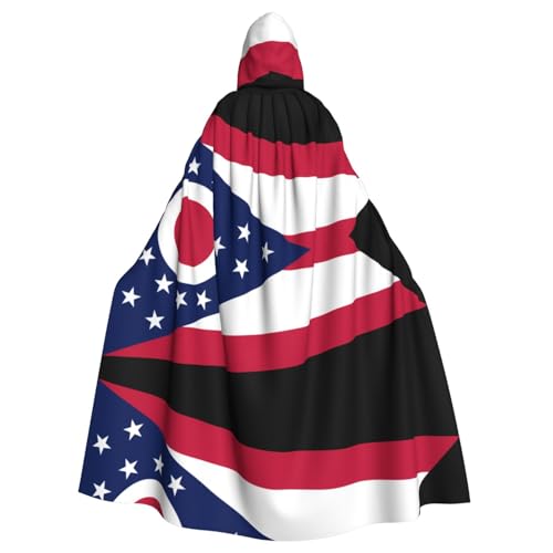 JZQZH Ohio State Flag Halloween Kapuzenumhang Zauberer Kostüm geeignet für Maskerade Karneval und Mottoparty von JZQZH