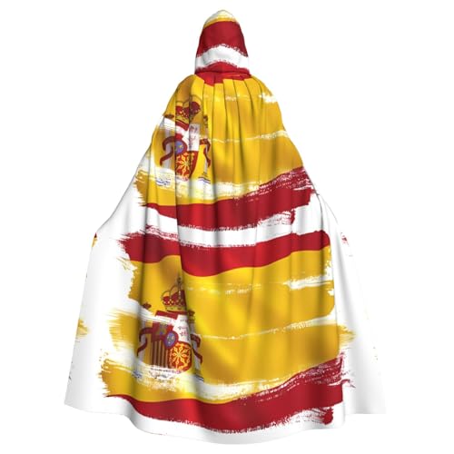 JZQZH Spanien-Flagge, Halloween-Kapuzenumhang, Zauberer-Kostüm, geeignet für Maskerade, Karneval und Mottopartys von JZQZH