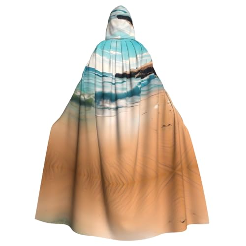 JZQZH Strandlandschaft, Halloween-Kostüm mit Kapuze, Zauberer-Kostüm, geeignet für Maskerade, Karneval und Mottopartys von JZQZH