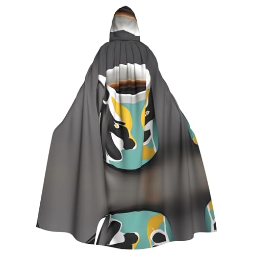 JZQZH Tasse Kaffee Halloween Kapuzenumhang Zauberer Kostüm geeignet für Maskerade Karneval und Mottoparty von JZQZH