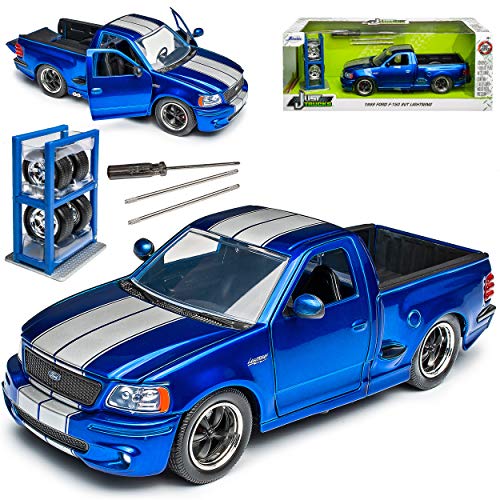 Ford F*150 SVT Pick Up Blau mit Silber Streifen und extra Felgen 1996-2004 10. Generation 1/24 Jada Modell Auto mit individiuellem Wunschkennzeichen Ford F*150 SVT Pick Up Blau mit Silber Streifen und extra Felgen 1996-2004 10. Generation 1/24 Jada Modell Auto mit individiuellem Wunschkennzeichen von Ja-da