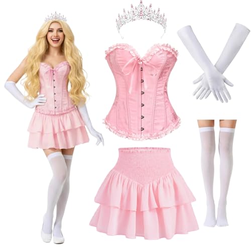 JaGely Prinzessinnen-Kostüm, Kleid für Damen, Erwachsene, Halloween-Partykleid, Korsett, Oberteil, Krone, Handschuh, Socke, Rock, Prinzessin, Rollenspiel, 5 Stück, Pink, M JaGely Prinzessinnen-Kostüm, Kleid für Damen, Erwachsene, Halloween-Partykleid, Korsett, Oberteil, Krone, Handschuh, Socke, Rock, Prinzessin, Rollenspiel, 5 Stück, Pink, M von JaGely