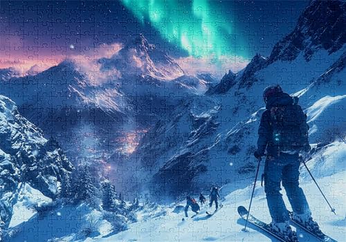 Puzzle 1000 Teile Aurora Puzzle Erwachsene Anspruchsvol Impossible Rätsel Winter 75x50cm Diy Classic Holz jigsaw für Erwachsene und Kinder ab 14 Jahren, Verfügbar Als Geschenke für Frauen Männer C-313 von Jaalinng