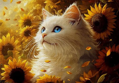 Puzzle 1000 Teile Katze Puzzle Erwachsene Anspruchsvol Impossible Rätsel Sonnenblume 75x50cm DIY Kit Classic Holz Jigsaw für Erwachsene und Kinder ab 14 Jahren, Auch Geschenke für Frauen Männer C-417 Puzzle 1000 Teile Katze Puzzle Erwachsene Anspruchsvol Impossible Rätsel Sonnenblume 75x50cm DIY Kit Classic Holz Jigsaw für Erwachsene und Kinder ab 14 Jahren, Auch Geschenke für Frauen Männer C-417 von Jaalinng