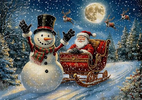 Puzzle 1000 Teile Schneemann Puzzle Erwachsene Anspruchsvol Impossible Rätsel Weihnachtsmann 75x50cm DIY Classic Holz Jigsaw für Erwachsene und Kinder ab 14 Jahren, Auch Geschenke Frauen Männer C-541 von Jaalinng