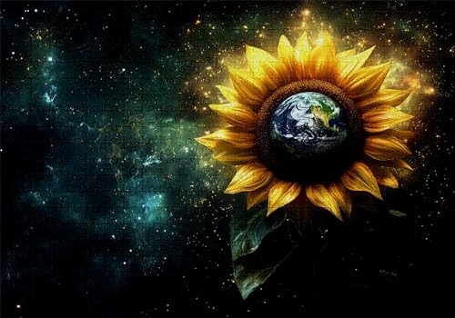 Puzzle 1000 Teile Sonnenblume Puzzle Erwachsene Anspruchsvol Impossible Rätsel Blumen 75x50cm Diy Kit Classic Holz jigsaw für Erwachsene und Kinder ab 14 Jahren, Auch Geschenke für Frauen Männer C-556 von Jaalinng