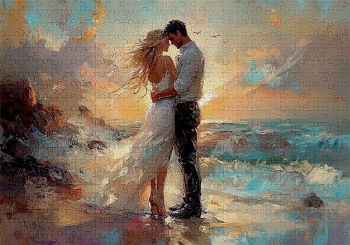 Puzzle 1000 Teile Strand Puzzle Erwachsene Anspruchsvol Impossible Rätsel Paar 75x50cm DIY Classic Holz Jigsaw für Erwachsene und Kinder ab 14 Jahren, Verfügbar Als Geschenke für Frauen Männer C-156 von Jaalinng
