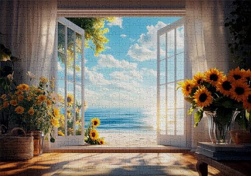 Puzzle 1500 Teile Sonnenblume Puzzle Erwachsene Anspruchsvol Impossible Rätsel Strand 87x57cm DIY Kit Classic Holz Jigsaw für Erwachsene und Kinder ab 14 Jahren, Auch Geschenke für Frauen Männer C-62 Puzzle 1500 Teile Sonnenblume Puzzle Erwachsene Anspruchsvol Impossible Rätsel Strand 87x57cm DIY Kit Classic Holz Jigsaw für Erwachsene und Kinder ab 14 Jahren, Auch Geschenke für Frauen Männer C-62 von Jaalinng