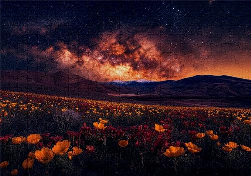 Puzzle 200 Teile Blumenmeer Puzzle Erwachsene Anspruchsvol Impossible Rätsel Sternenhimmel 35x25cm DIY Classic Holz Jigsaw für Erwachsene und Kinder ab 14 Jahren, Auch Geschenke Frauen Männer C-1008 von Jaalinng