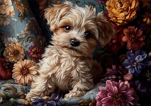 Puzzle 200 Teile Hund Puzzle Erwachsene Anspruchsvol Impossible Rätsel Blumen 35x25cm Diy Kit Classic Holz jigsaw für Erwachsene und Kinder ab 14 Jahren,Verfügbar Als Geschenke für Frauen Männer C-686 von Jaalinng