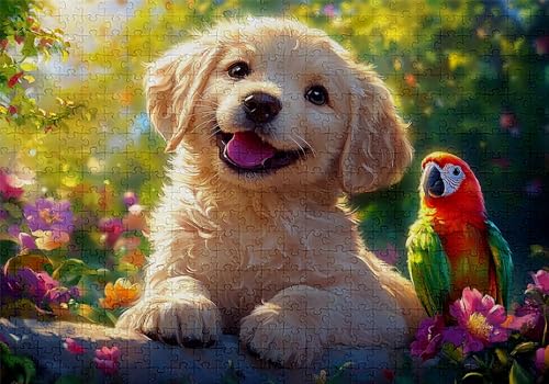 Puzzle 200 Teile Hund Puzzle Erwachsene Anspruchsvol Impossible Rätsel Papagei 35x25cm DIY Classic Holz Jigsaw für Erwachsene und Kinder ab 14 Jahren, Verfügbar Als Geschenke für Frauen Männer C-402 von Jaalinng
