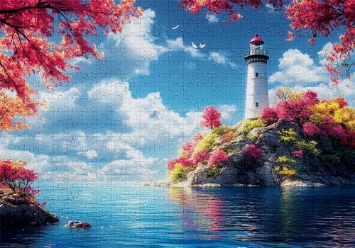 Puzzle 200 Teile Leuchtturm Puzzle Erwachsene Anspruchsvol Impossible Rätsel Strand 35x25cm DIY Kit Classic Holz Jigsaw für Erwachsene und Kinder ab 14 Jahren, Auch Geschenke für Frauen Männer C-473 von Jaalinng