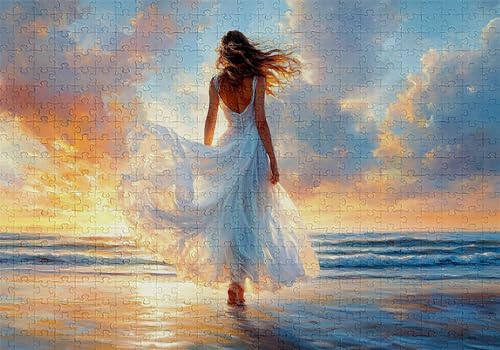 Puzzle 200 Teile Strand Puzzle Erwachsene Anspruchsvol Impossible Rätsel Frau 35x25cm Diy Kit Classic Holz jigsaw für Erwachsene und Kinder ab 14 Jahren,Auch Verfügbar Geschenke für Frauen Männer C-45 von Jaalinng