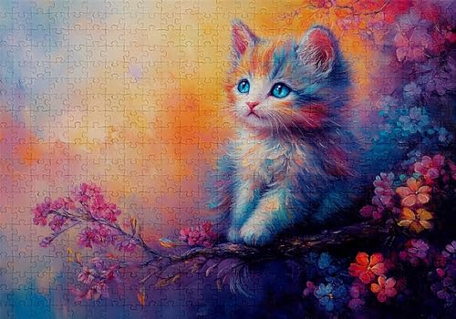 Puzzle 2000 Teile Katze Puzzle Erwachsene Anspruchsvol Impossible Rätsel Blumenbaum 100x70cm DIY Kit Classic Holz Jigsaw für Erwachsene und Kinder ab 14 Jahren, Auch Geschenke für Frauen Männer C-90 von Jaalinng