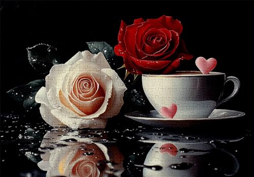 Puzzle 2000 Teile Rose Puzzle Erwachsene Anspruchsvol Impossible Rätsel Tasse 100x70cm Diy Kit Classic Holz jigsaw für Erwachsene und Kinder ab 14 Jahren,Verfügbar Als Geschenke für Frauen Männer C-50 von Jaalinng