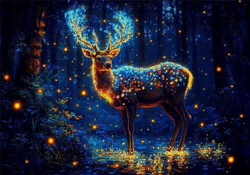 Puzzle 2000 Teile Wald Puzzle Erwachsene Anspruchsvol Impossible Rätsel Reh 100x70cm Diy Kit Classic Holz jigsaw für Erwachsene und Kinder ab 14 Jahren,Auch Verfügbar Geschenke für Frauen Männer C-632 von Jaalinng