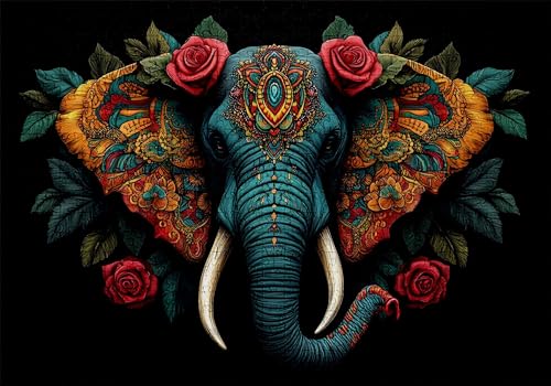 Puzzle 300 Teile Elefant Puzzle Erwachsene Anspruchsvol Impossible Rätsel Blumen 40x28cm Diy Classic Holz jigsaw für Erwachsene und Kinder ab 14 Jahren, Verfügbar Als Geschenke für Frauen Männer C-393 von Jaalinng